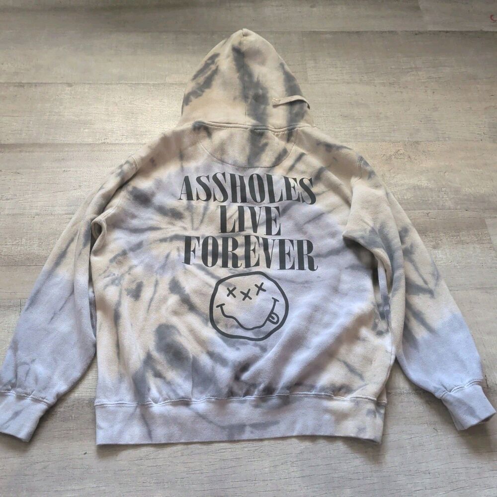 As$holes Live Forever Mens tie-dye hoodie sz Large L